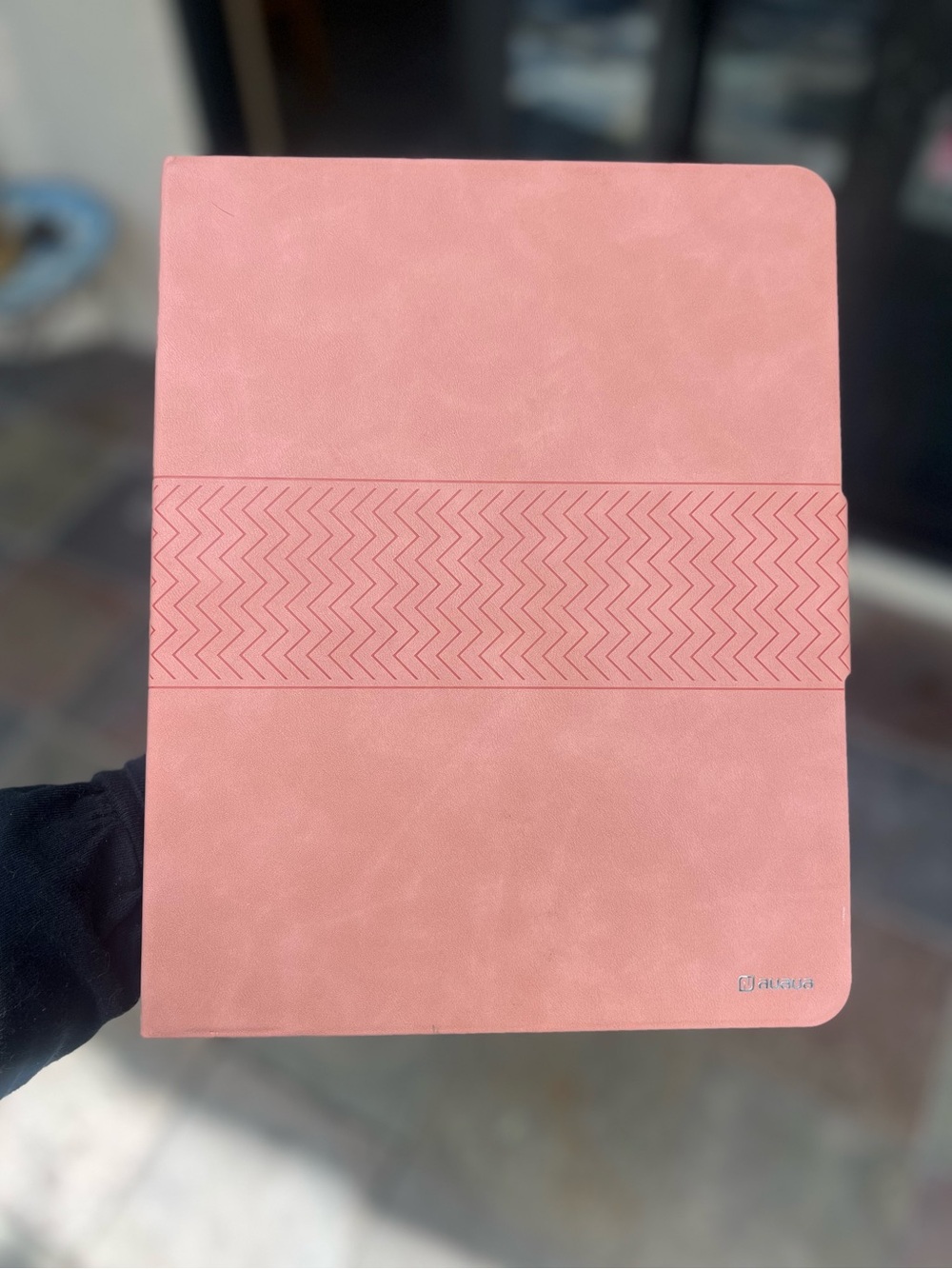 Universal Pink Tablet Folio Case with Chevron Grip Band